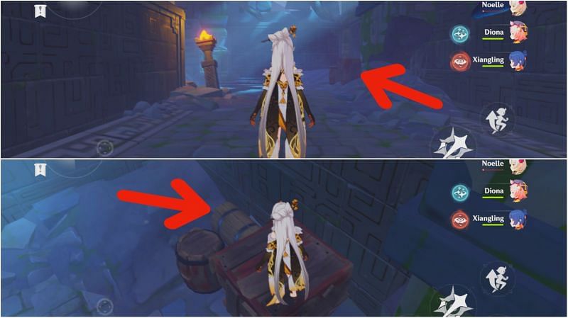 The fourth chest is across the torch