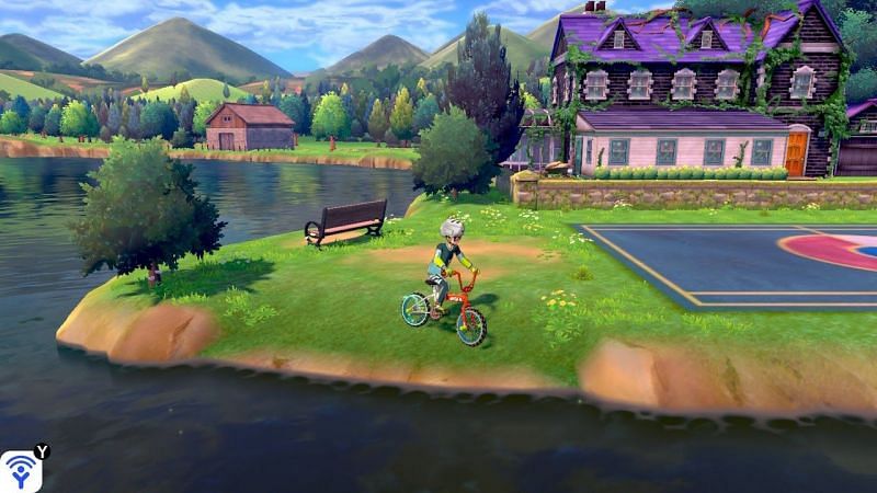 While in front of Professor Magnolia&rsquo;s House, activate your upgraded Rotom Bike (from Route 9) and enter the water via the small dirt ramp to the left, just south of the bench.