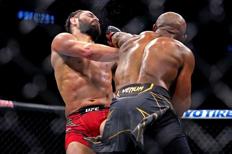 Kamaru Usman strikes Jorge Masvidal at UFC 261
