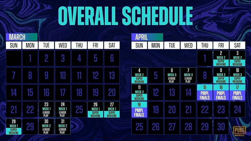 PMPL Season 3 South Asia Schedule