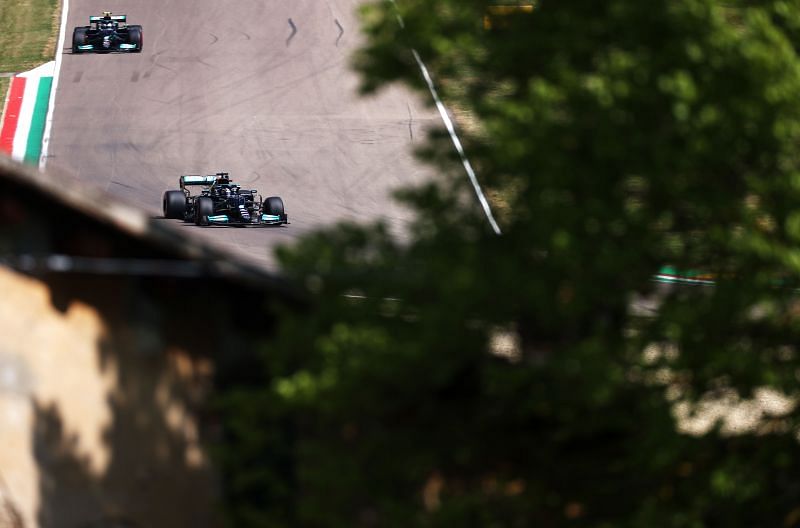 Mercedes led FP1 at Imola. Photo: Lars Baron/Getty Images.