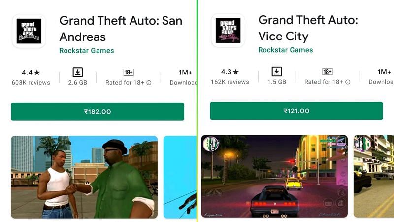 GTA Vice City takes up less space compared to GTA San Andreas