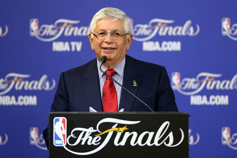 NBA Commissioner David Stern addresses the media during the 2013 Finals between the Miami Heat and the San Antonio Spurs