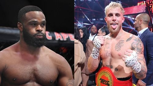 Tyron Woodley (left) and Jake Paul (right)