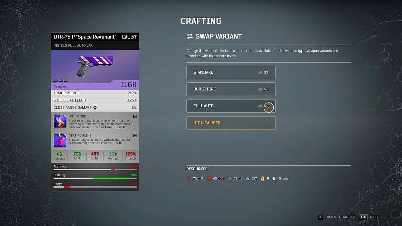 Outriders crafting guide: Swap Variant