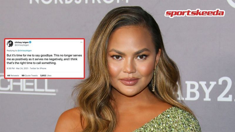 Chrissy Teigen announced her exit from Twitter with some strong words merely 23 days ago (image via Sportskeeda)