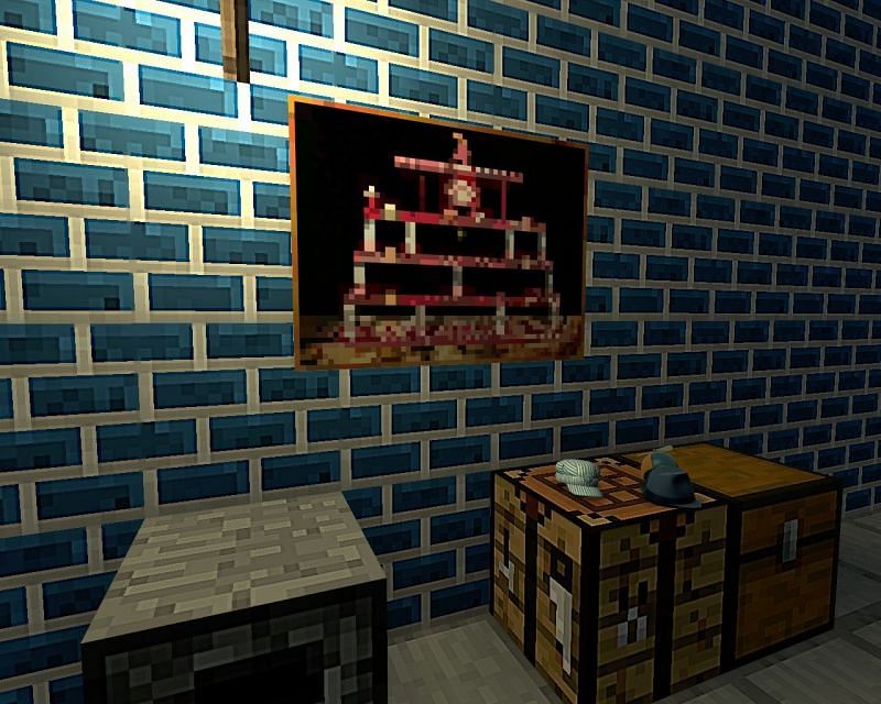 Minecraft painting on blue wall (Image via tf2.gamebanana.com)