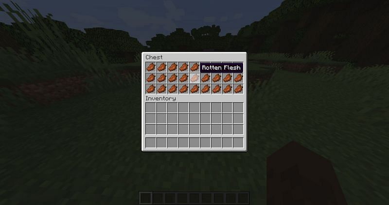 Rotten flesh may seem useless at first, but it has a few helpful uses in a Minecraft survival world (Image via Minecraft)