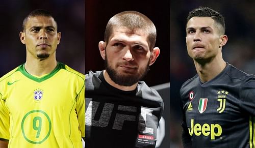 Ronaldo Nazario (left), Khabib Nurmagomedov (center), Cristiano Ronaldo (right)