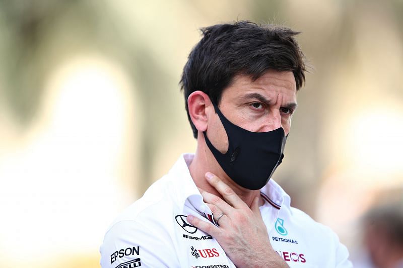 Toto Wolff at the 2021 Bahrain Grand Prix. Photo: Mark Thompson/Getty Images.