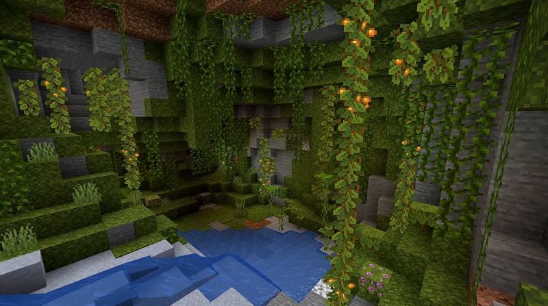 Shown: A Lush cave (Image via Minecraft)