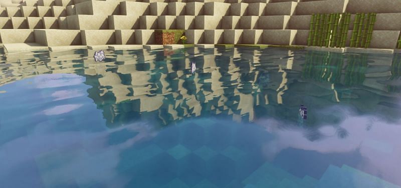 Shown: A bunch of fish bones floating in the water (Image via Minecraft)