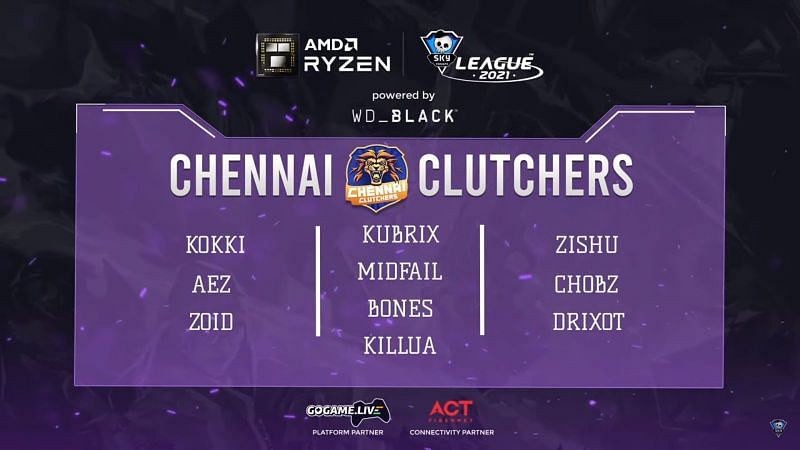 Chennai Crusher Line-up (Screengrab from Skyesports league)