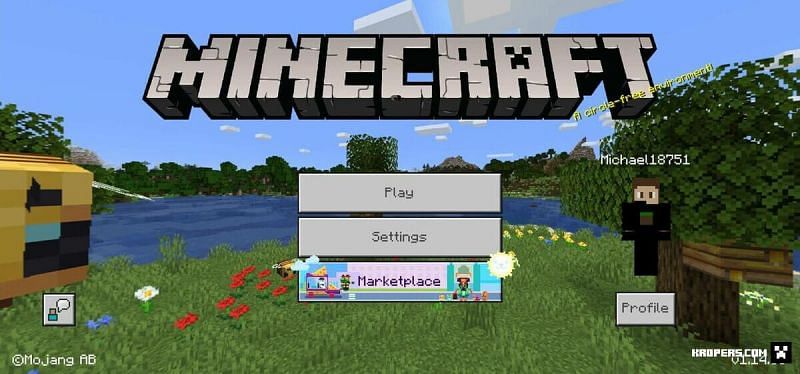 Minecraft start menu (Image via kropers)