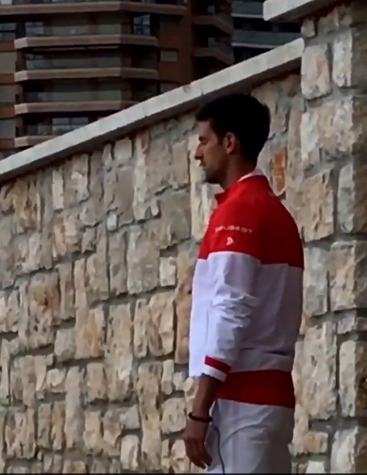 Novak Djokovic before his match against Jannik Sinner - Image Credit: @BenoitMaylin Twitter handle