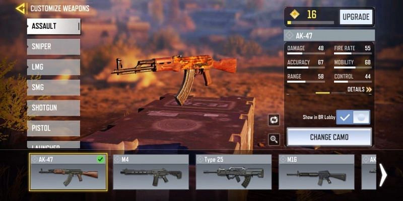 AK-47 with in-game stats (Image via Activision)