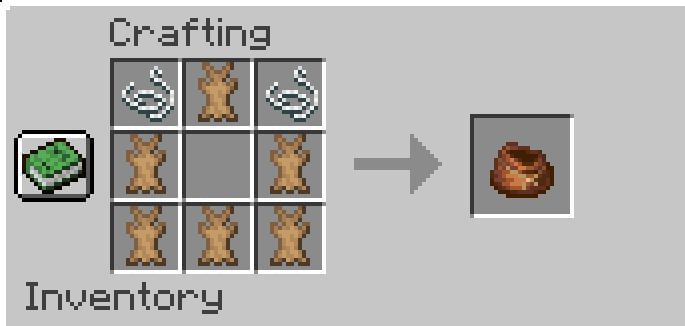 Shown: The crafting recipe for a bundle (Image via Minecraft)