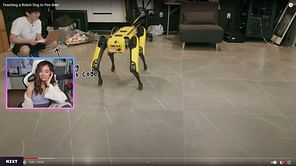 Pokimane in disbelief after watching Micheal Reeves teach a Robot dog to pee