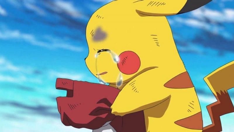 Sad Pikachu in the anime (Image via The Pokemon Company)