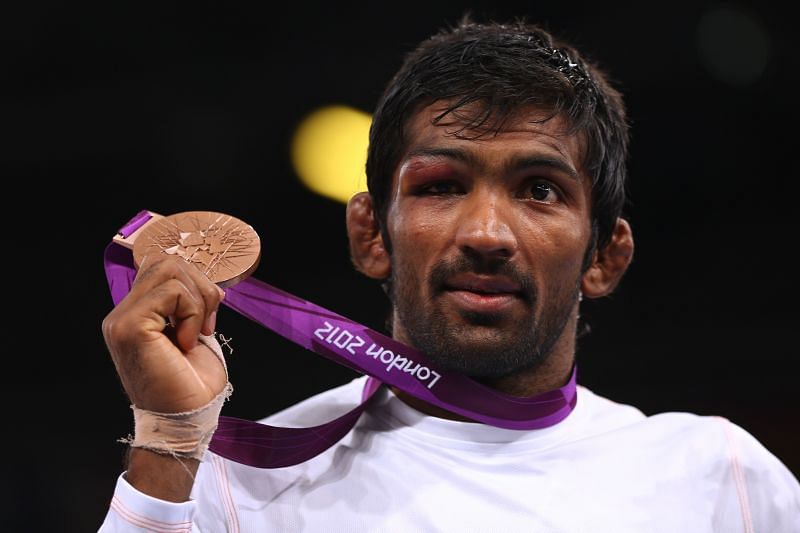 Yogeshwar Dutt after claiming the Silver medal in London