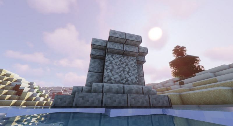 Shown: A Diorite monument built on a frozen lake (Image via Minecraft)