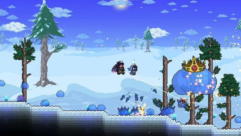 For example you can farm in the aboveground Snow Biome during a Blizzard to also kill Ice Golems for their Frost Cores and Frost Feather.