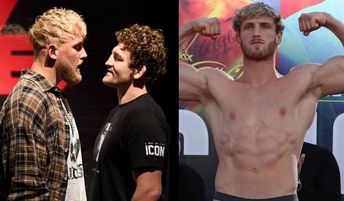 Jake Paul (left); Ben Askren (center); Logan Paul (right)