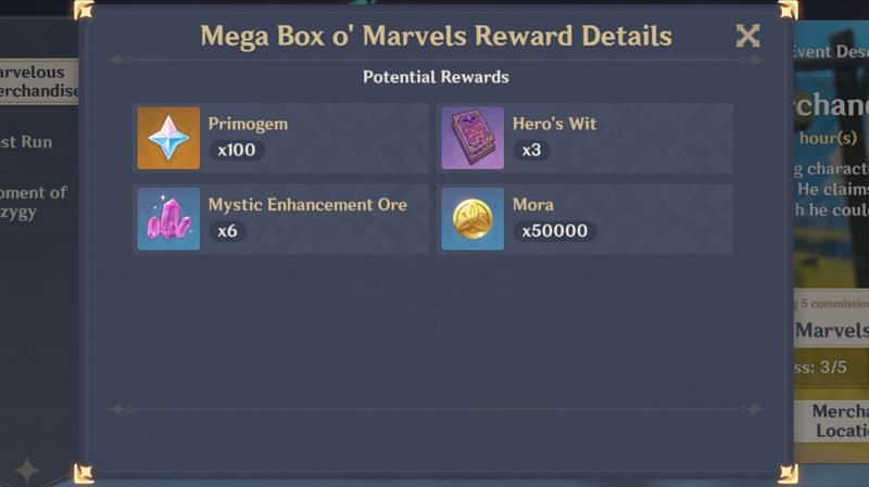 100 Primogems from Mega Box