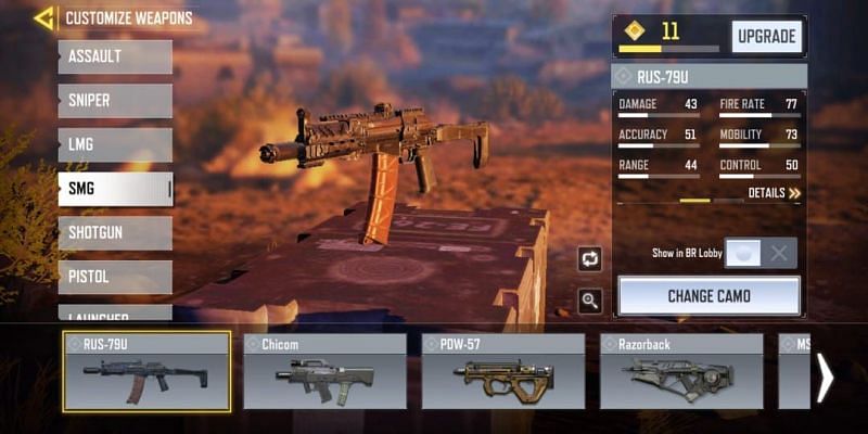 RUS-79U with in-game stats (Image via Activision)