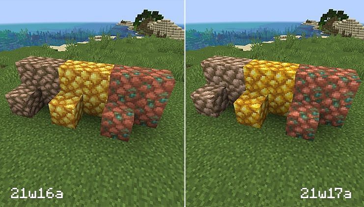 Comparison of Raw Ore texture(Image via Minecraft.net)