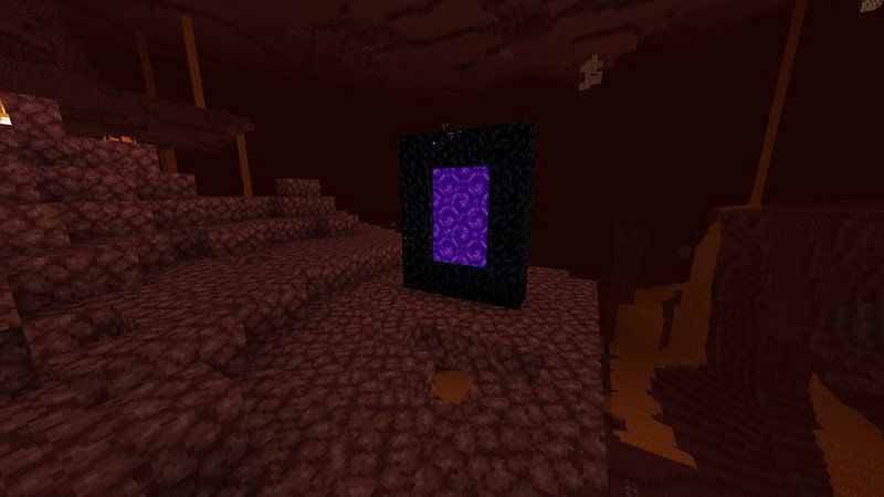 Players can place a Nether portal in the Nether to get back to the Overworld (Image via windows central)