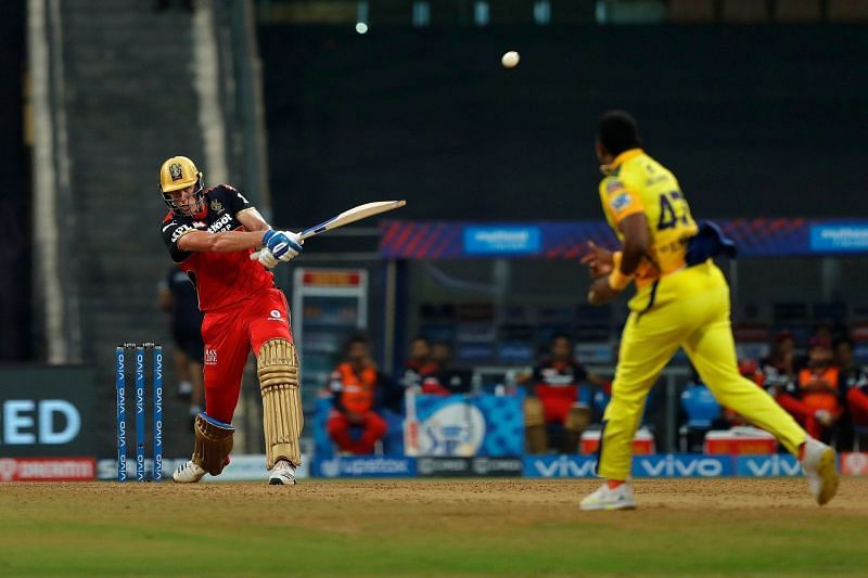 Kyle Jamieson in action during RCB&#039;s IPL 2021 match against CSK (Image Courtesy: IPLT20.com)