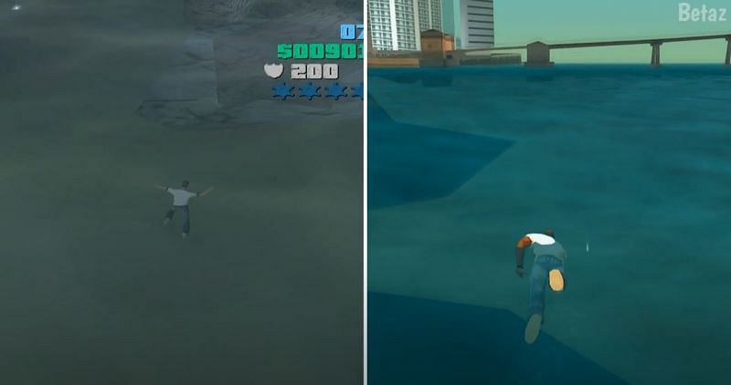 Tommy Vercetti cannot swim in GTA Vice City (Image via Betaz, YouTube)