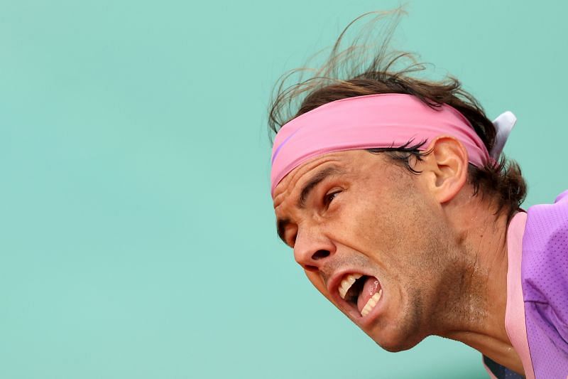 Rafael Nadal serves at the Monte Carlo Masters