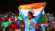 PV Sindhu celebrates winning the silver medal at the Rio Olympics