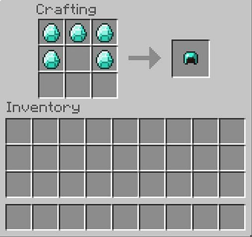 5 Diamonds have to be placed in the 3x3 crafting grid.