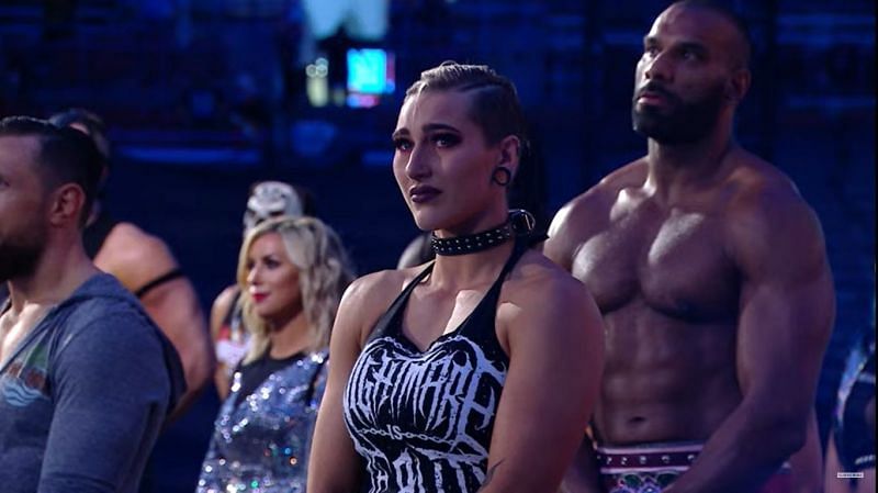 Rhea Ripley tearing up at WrestleMania