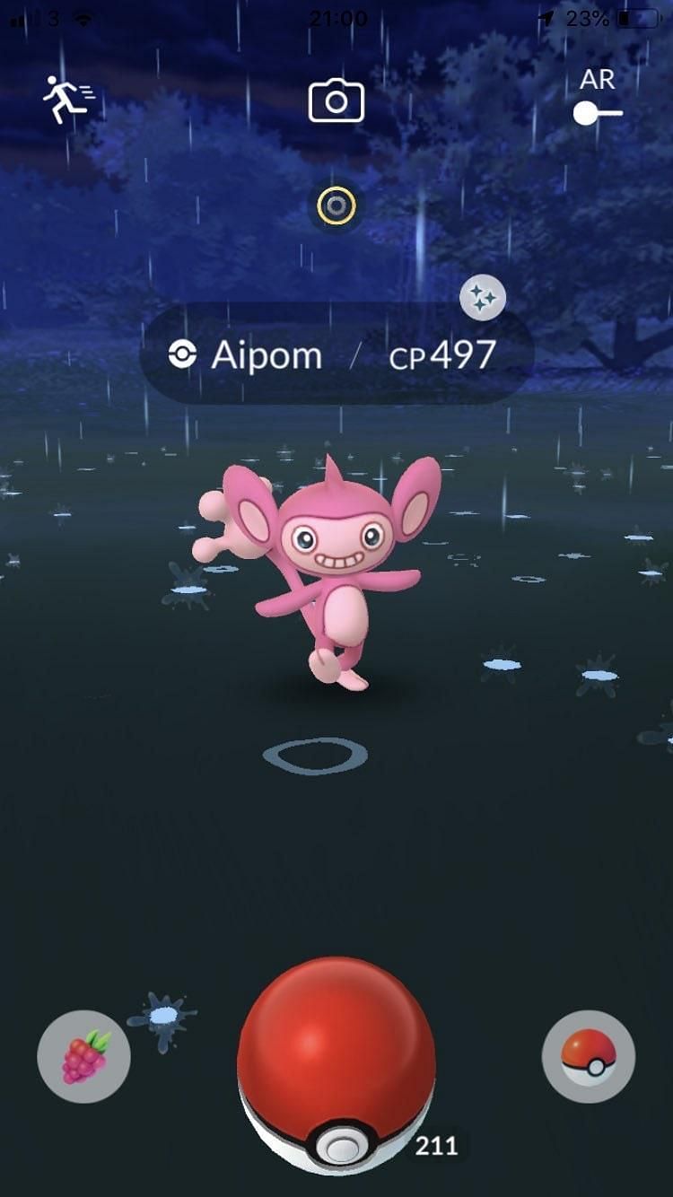 A shiny Aipom in Pokemon GO (Image via Niantic)