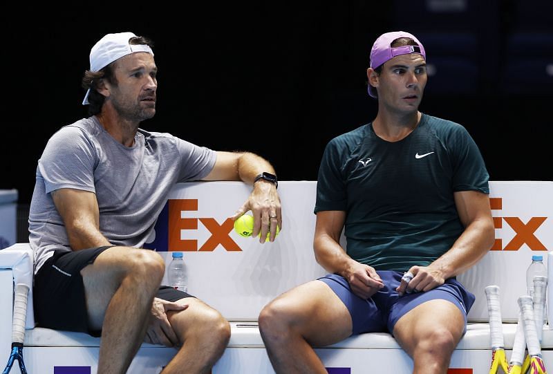 Carlos Moya (L) with Rafael Nadal