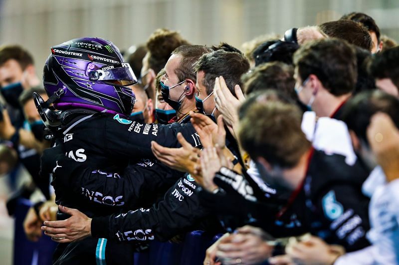 Lewis Hamilton was able to snatch an unlikely victory at the Bahrain Grand Prix. Photo: Mark Thompson/Getty Images.