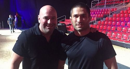 Khetag Pliev (Right) met UFC President Dana White during a UFC event in Sao Paulo, Brazil