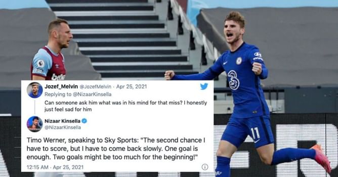 Twitter explodes as Timo Werner finally scores in Chelsea's 1-0 victory over West Ham