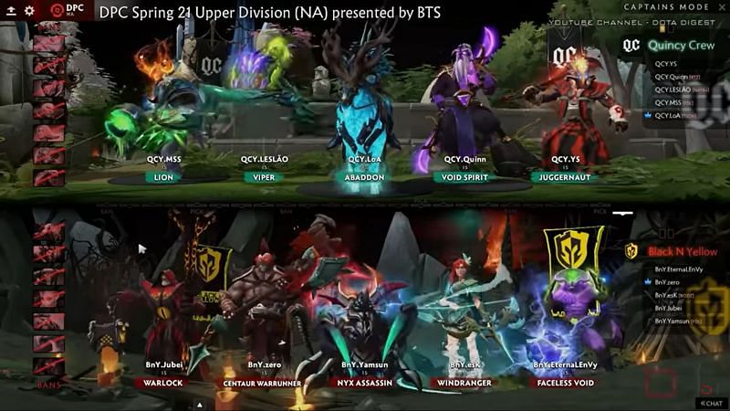 Quincy Crew's Dota 2 roster washout EternalEnvy's Black N Yellow Dota 2  roster in DPC Season 2