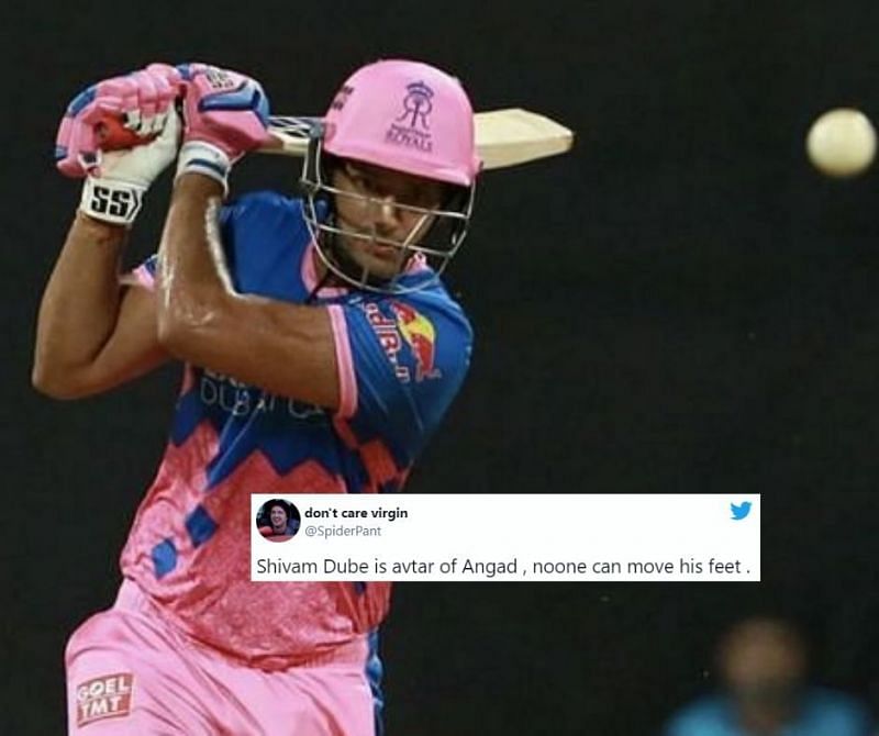 Shivam Dube took 31 balls to score 35 runs against MI