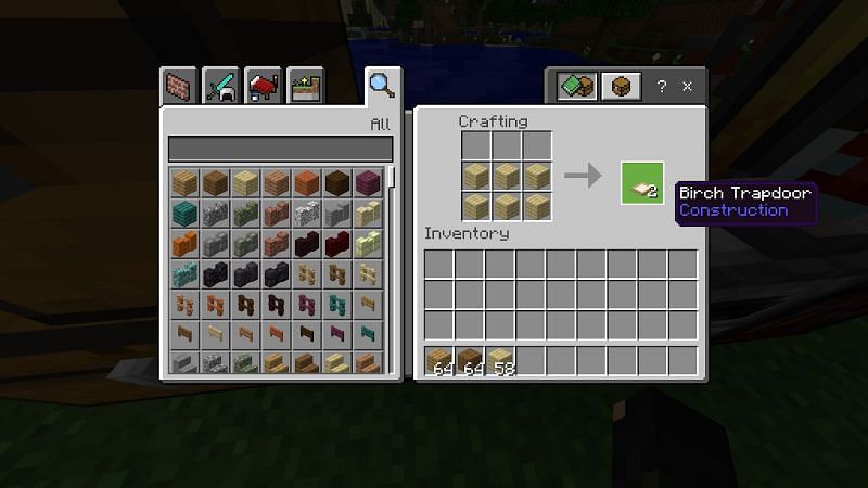 Head to your crafting table and arrange your wood in a 2x3 arrangement.