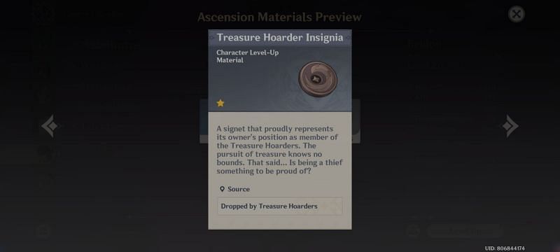 Treasure hoarder&#039;s insignia- Yanfei&#039;s ascension material (Image via Genshin Impact)