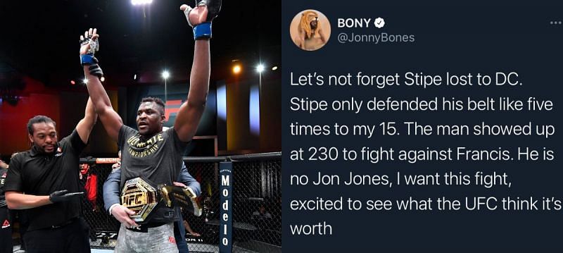 Jon Jones appeared keen for a fight against Ngannou