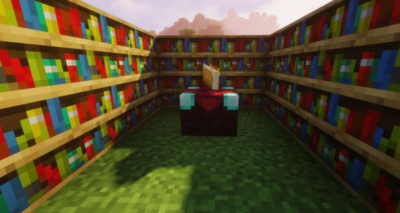 The best setup for an Enchantment Table (Image via Minecraft)