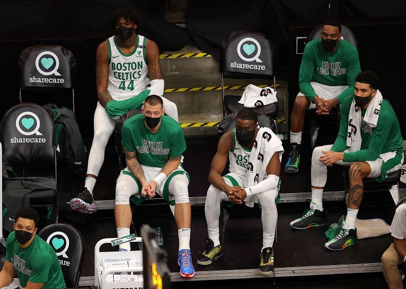 Boston Celtics players dejected after Atlanta Hawks loss,