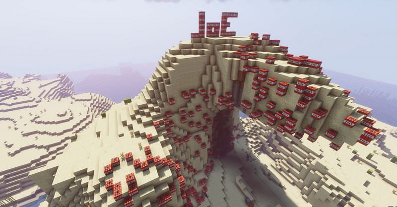 minecraft blowing up a mountain
